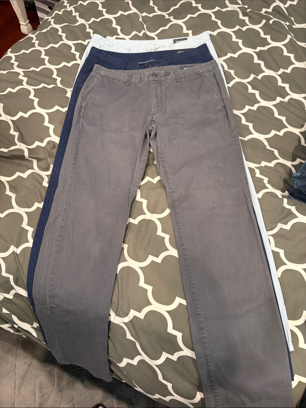 Bonobos Men's Pants Trio - Gray, Navy, Light Blue